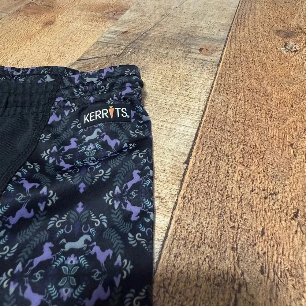 Kerrits Kids Performance Knee Patch Tight-M-Black/purple Horsing Around M